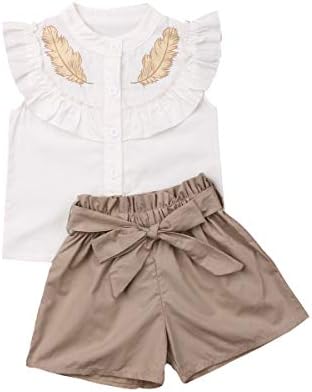 1-6 Y פעוט ילד בייבי בנות בגדי קיץ להגדיר לכל היותר קשת-קשר מכנסי תלבושת תחרה צבע מוצק Sunsuit