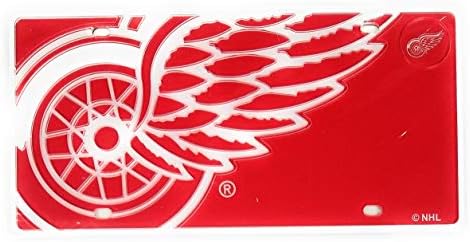 כנפיים אדומות מגה עיצוב לוגו פרימיום חיתוך לייזר תג משובץ אקריליק רישוי הוקי