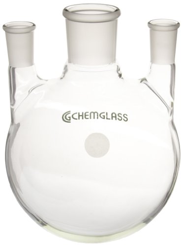 Chemglass CG-1522-17 זכוכית 3000mL עגול כבד קיר 3 הצוואר התחתון הרתחה עם 45/50 ו 24/40 סטנדרטי להתחדד המשותף החיצוני
