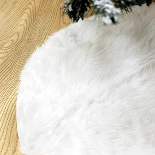 Joiedomi 48 חג המולד Faux פרווה עץ חצאית (לבן) רך קלאסי רכות הפרווה המזויפת עץ החצאית על עץ חג המולד קישוטים